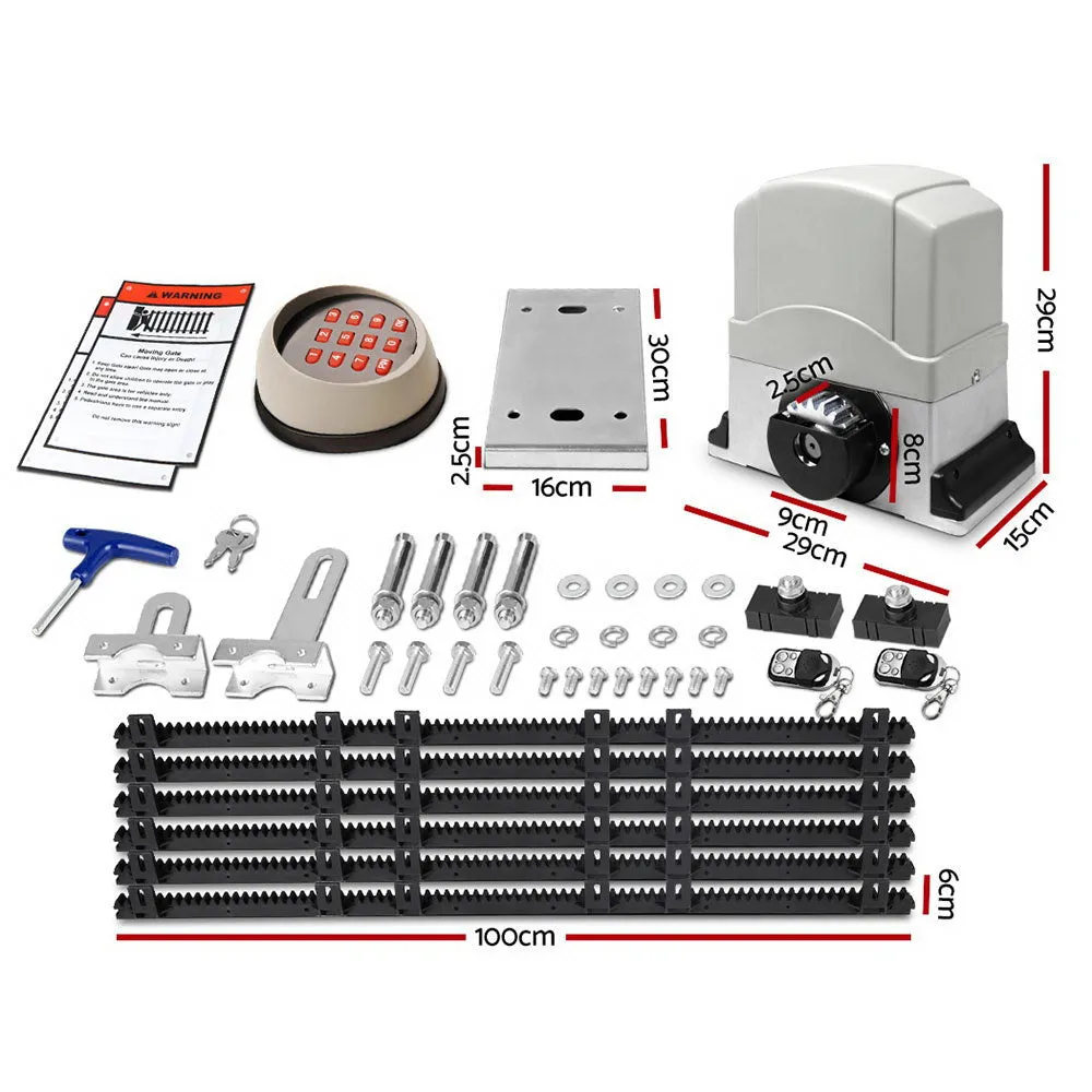 1200kg Auto Sliding Gate Opener Kit, 450W, 2 Remotes, LockMaster