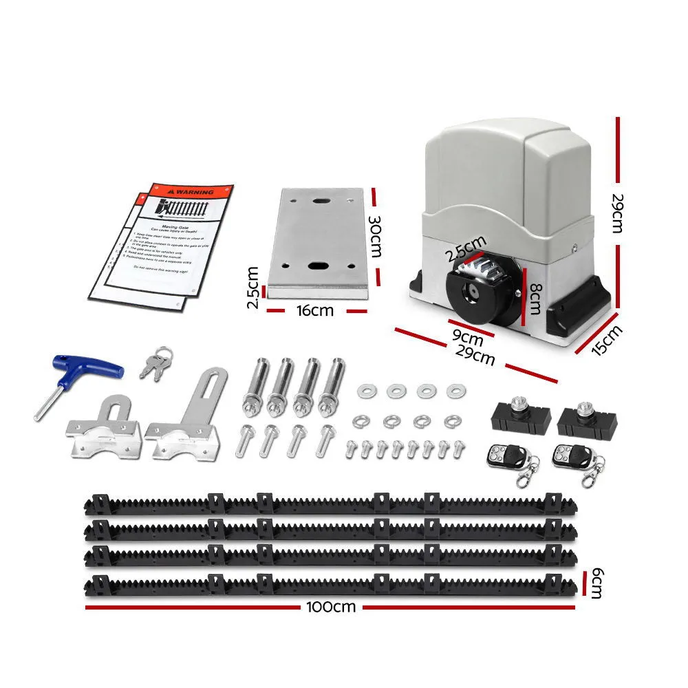 1200KG Electric Sliding Gate Opener, Auto-Close, 2 Remotes, LockMaster