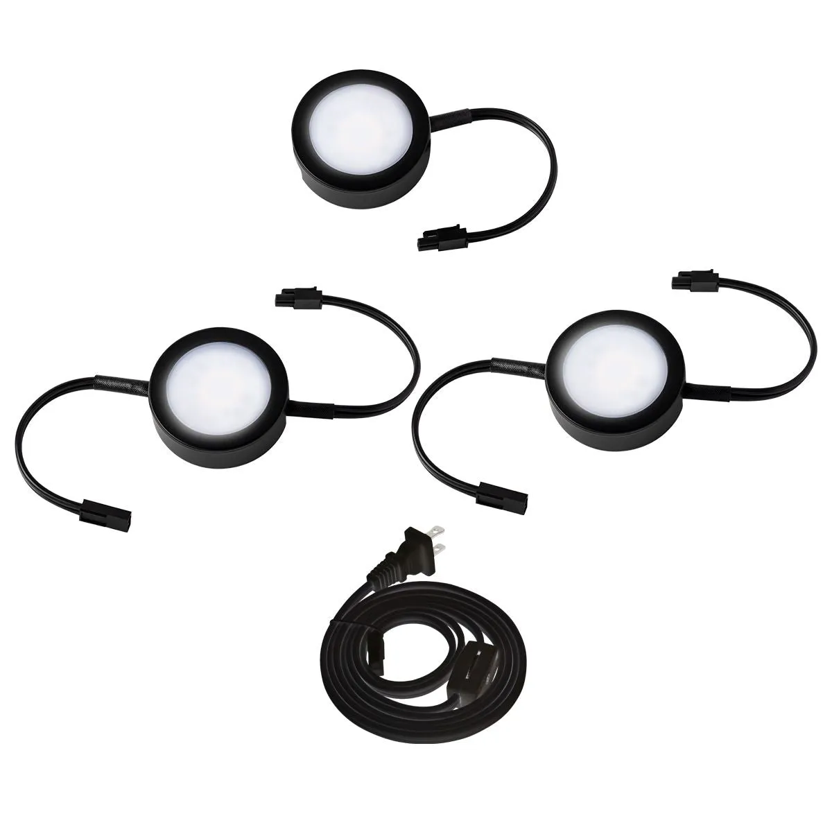 120V 3-CCT Puck Light Kit, 3" Wide, 27K|30K|35K, Black