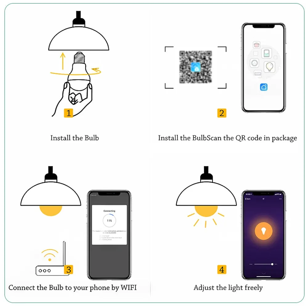 15W WiFi Smart LED Light Bulb E27 B22 Ampoule LED Intelligent Dimmable Night Lamp Apply to alexa google Home Assistant Echo