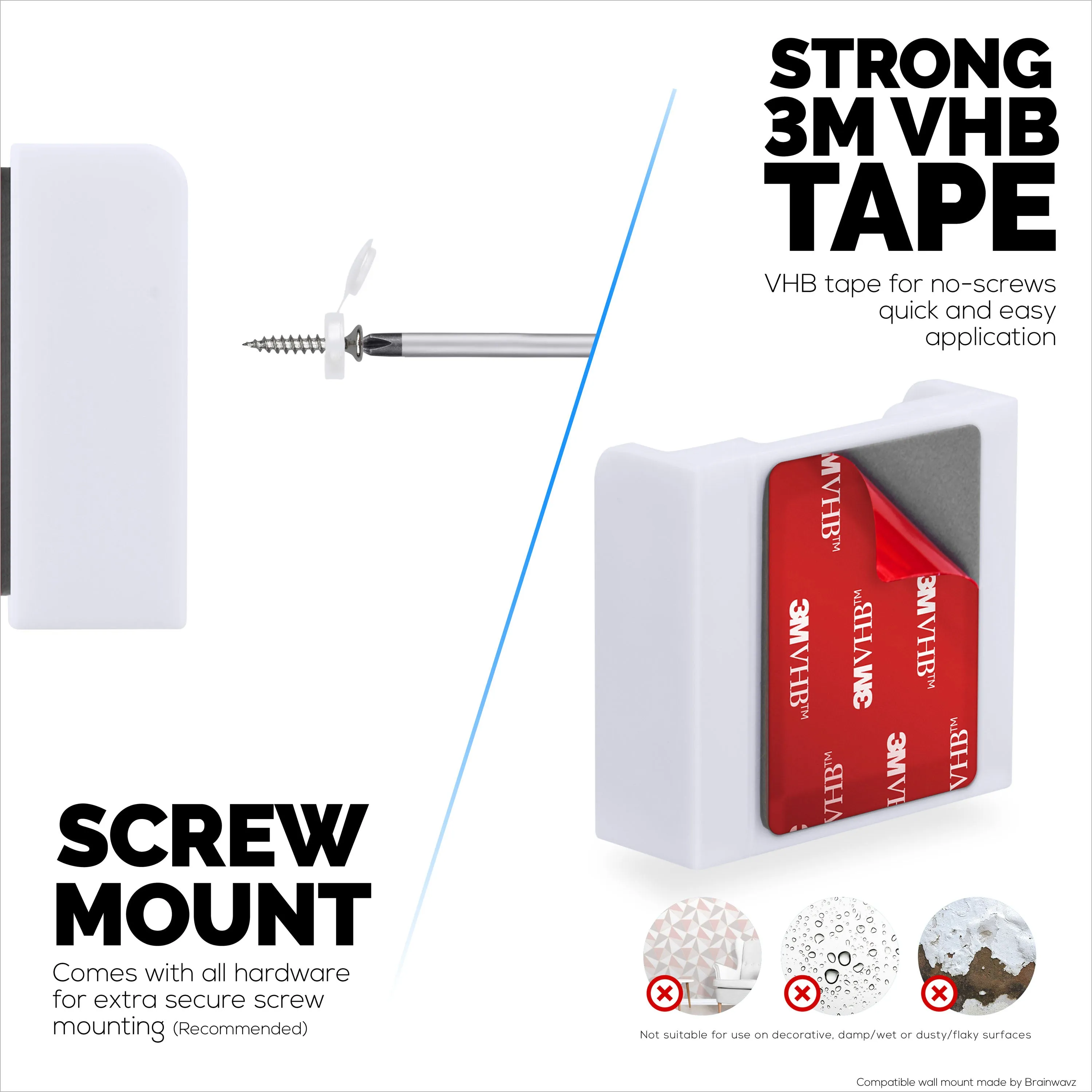 2 Pack Adhesive Wall Mount For Eufy Solo C24 / C120 (T8400X) Security Camera, Stick On & Screw In