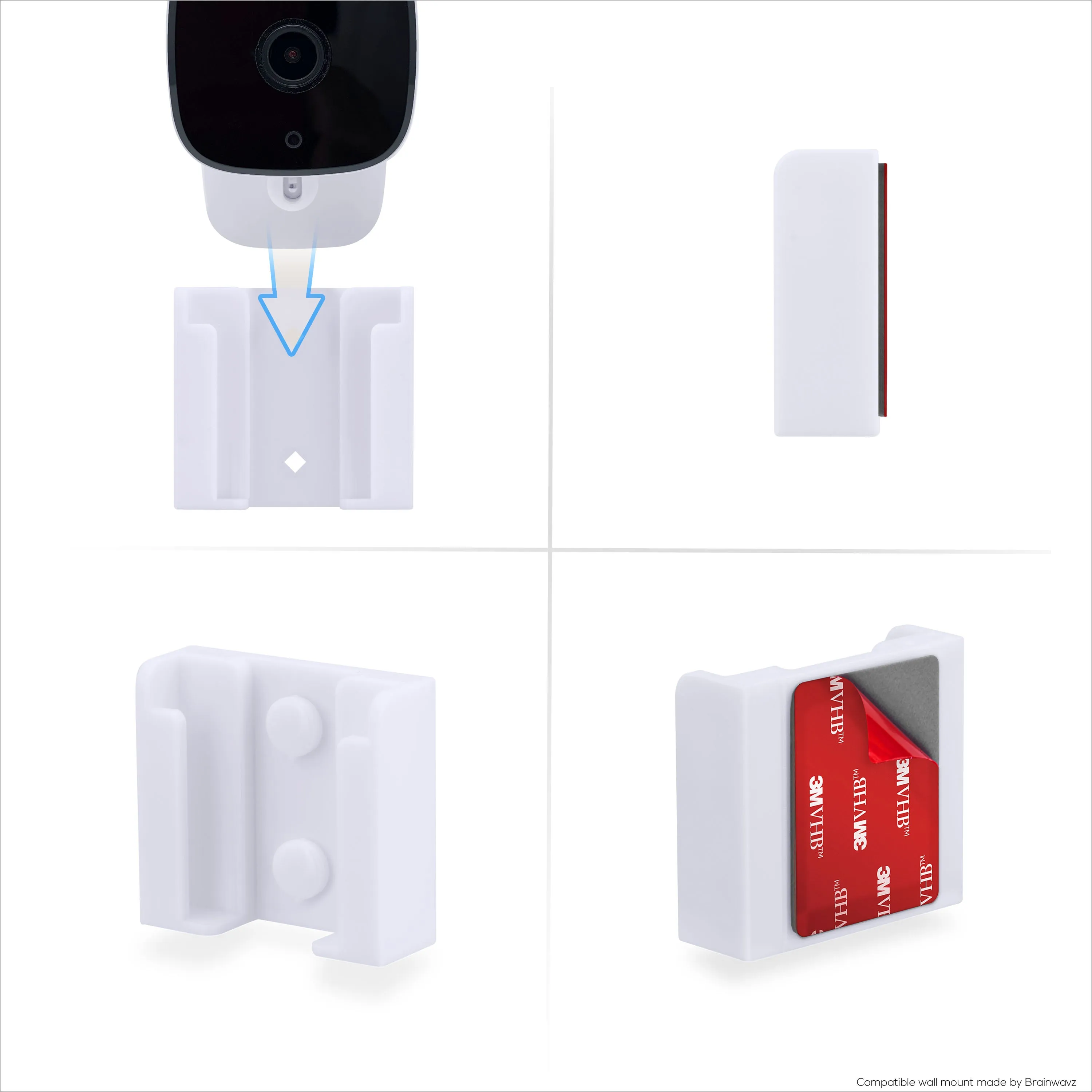2 Pack Adhesive Wall Mount For Eufy Solo C24 / C120 (T8400X) Security Camera, Stick On & Screw In