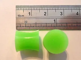2 pieces Pair Green Silicone Flexible Double Flare Lobe Plugs 00 gauge 00g