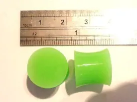 2 pieces Pair Green Silicone Flexible Double Flare Lobe Plugs 1/2 inch