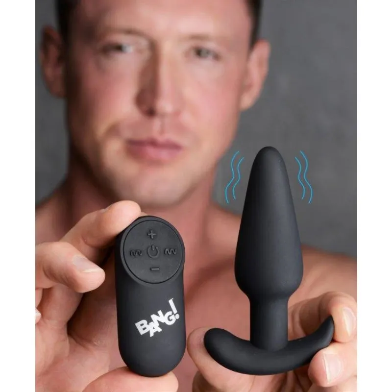 21x Silicone Butt Plug With Remote - Black
