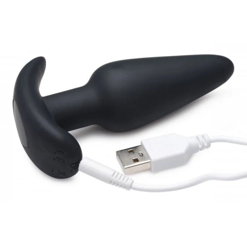 21x Silicone Butt Plug With Remote - Black