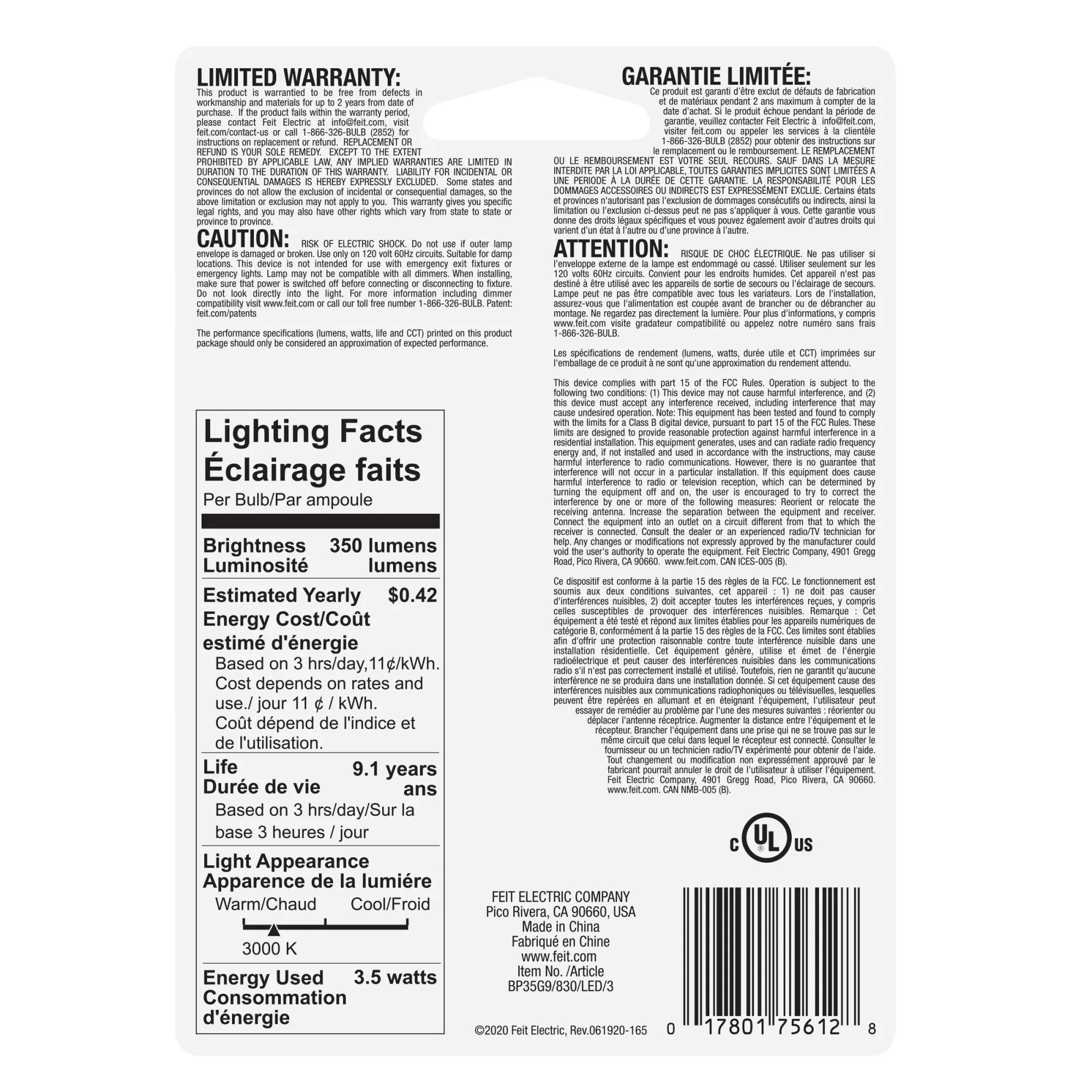 3.5W (35W Replacement) Warm White (3000K) G9 Base T4 Dimmable Specialty LED (3-Pack)