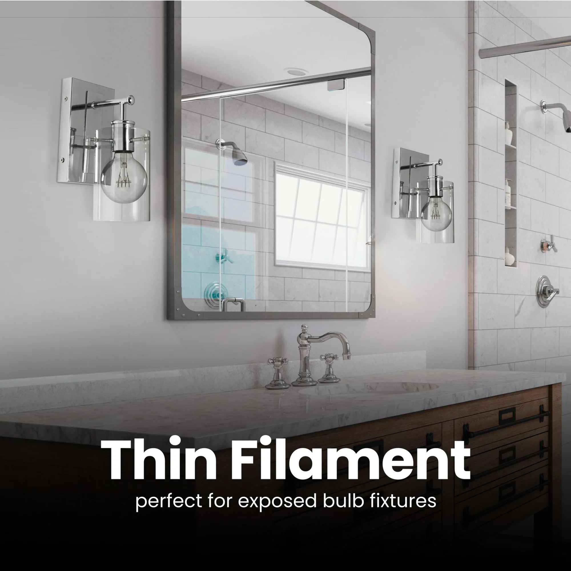 3.8W (40W Equivalent) Soft White (2700K) G25 Globe Shape (E26 Replacement) Dimmable Thin Filament Clear Glass LED Light Bulb