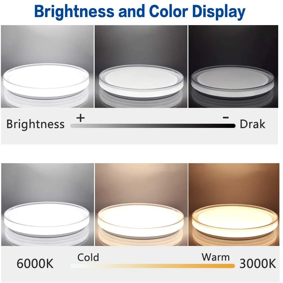 48W Modern Dimmable LED Flush Mount Ceiling Light with Remote