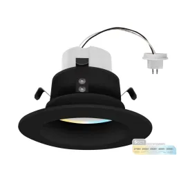4" Inch Black MR16 LED Retrofit 12V Recessed Downlights - Wet Rated - 5CCT 2700K-5000K - 660LM - GU5.3 Base