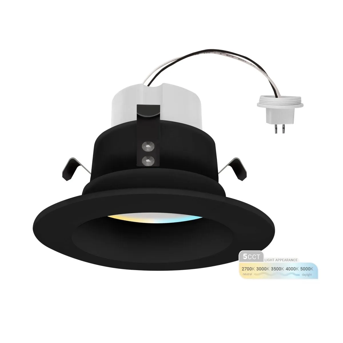 4" Inch Black MR16 LED Retrofit 12V Recessed Downlights - Wet Rated - 5CCT 2700K-5000K - 660LM - GU5.3 Base