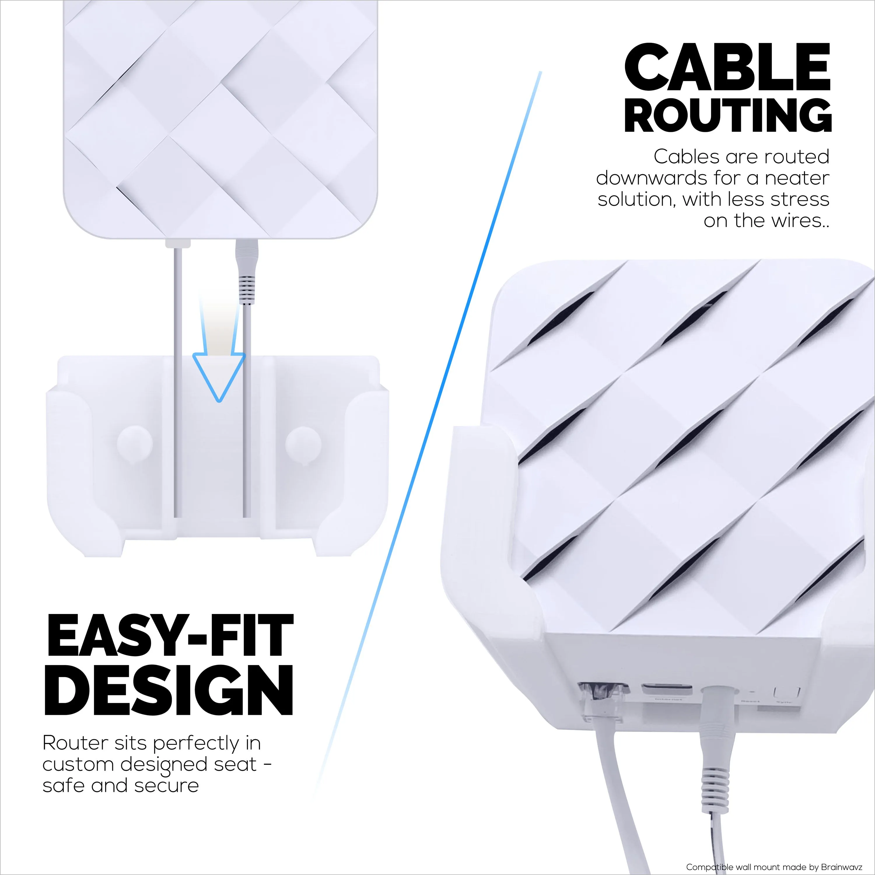Adhesive Wall Mount For Netgear Orbi RBK13 Router, Strong VHB Adhesive, Easy to Install, Reduce Interference & Increase Range, Stick On & Screw-in Mounting