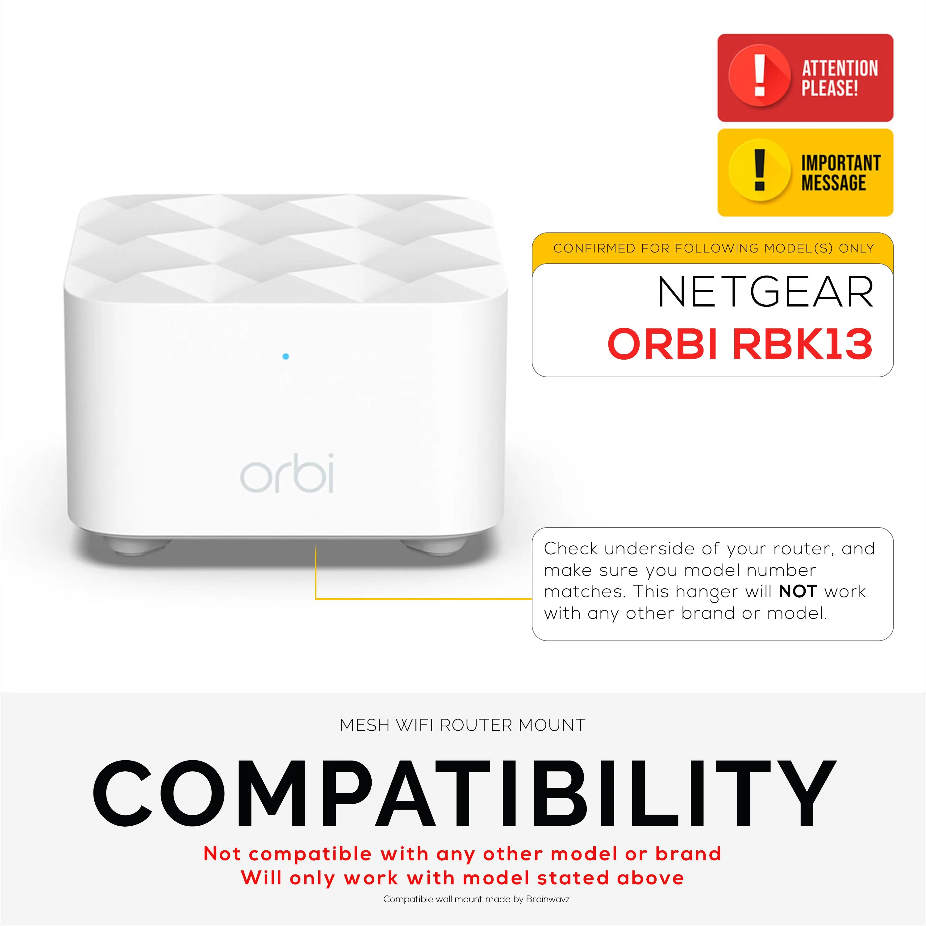 Adhesive Wall Mount For Netgear Orbi RBK13 Router, Strong VHB Adhesive, Easy to Install, Reduce Interference & Increase Range, Stick On & Screw-in Mounting