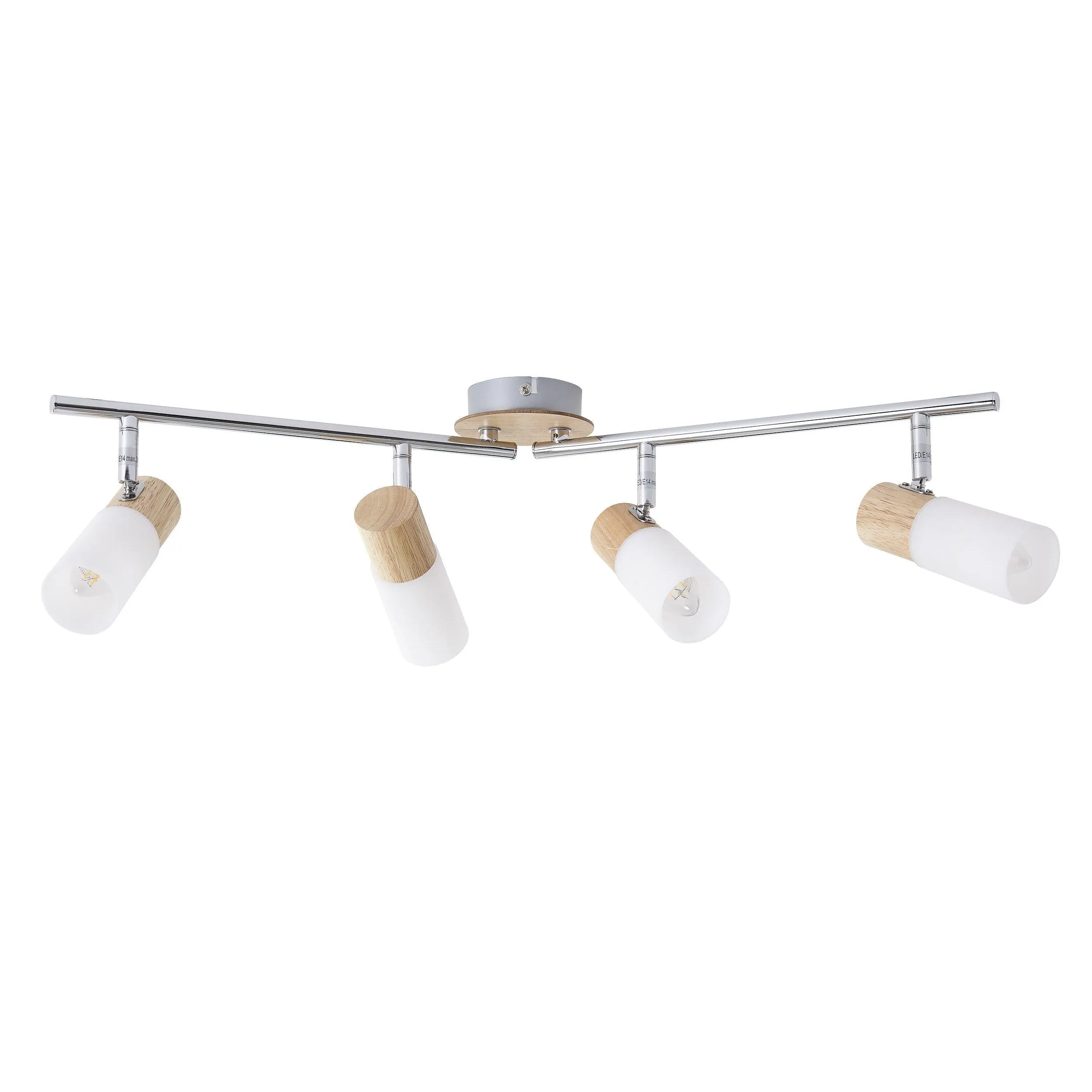 Brilliant 4 Light 14W Babsan Spotlight - Wood Light & White | 51432/50