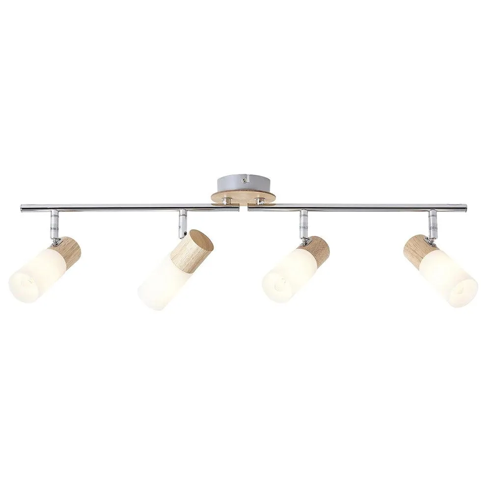 Brilliant 4 Light 14W Babsan Spotlight - Wood Light & White | 51432/50