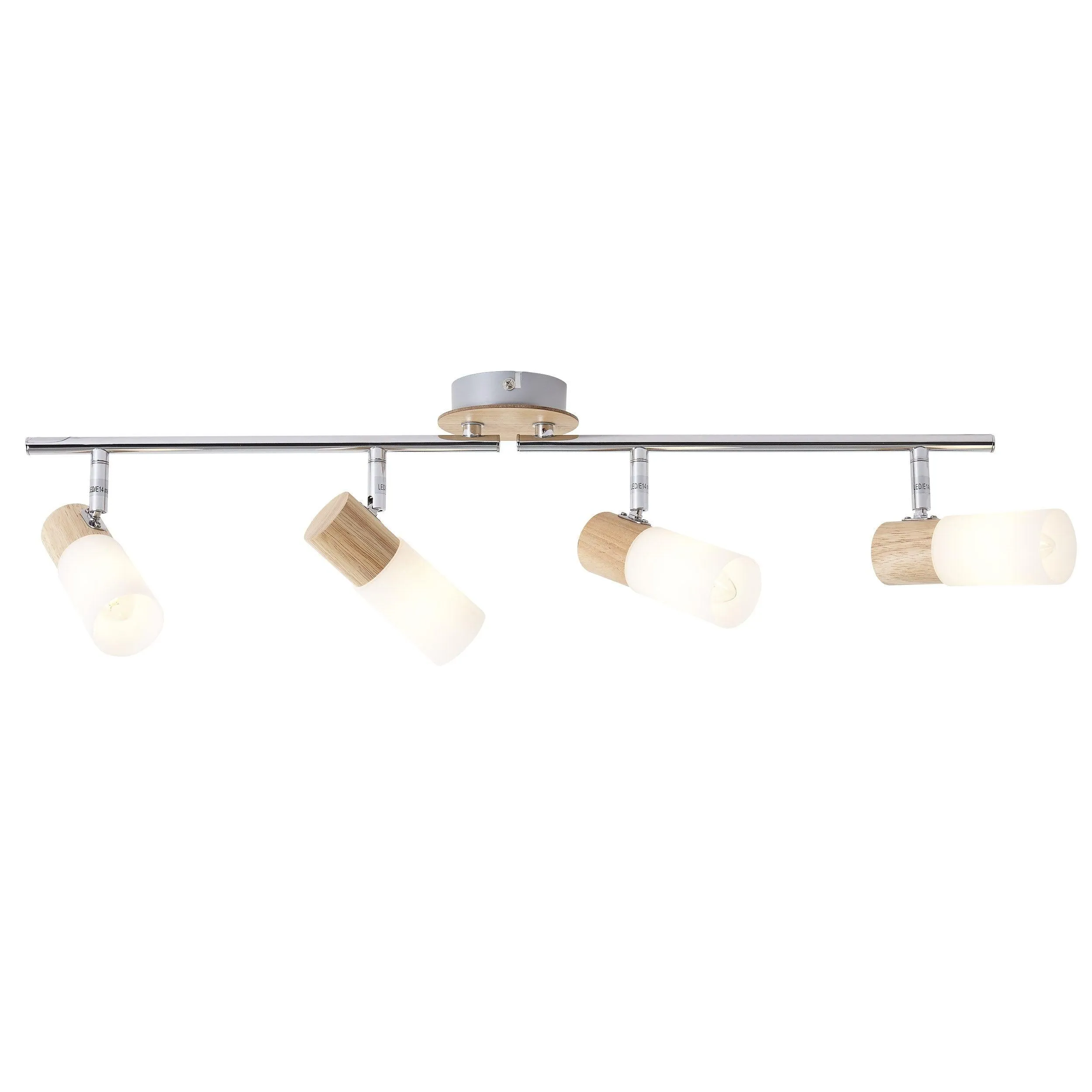 Brilliant 4 Light 14W Babsan Spotlight - Wood Light & White | 51432/50