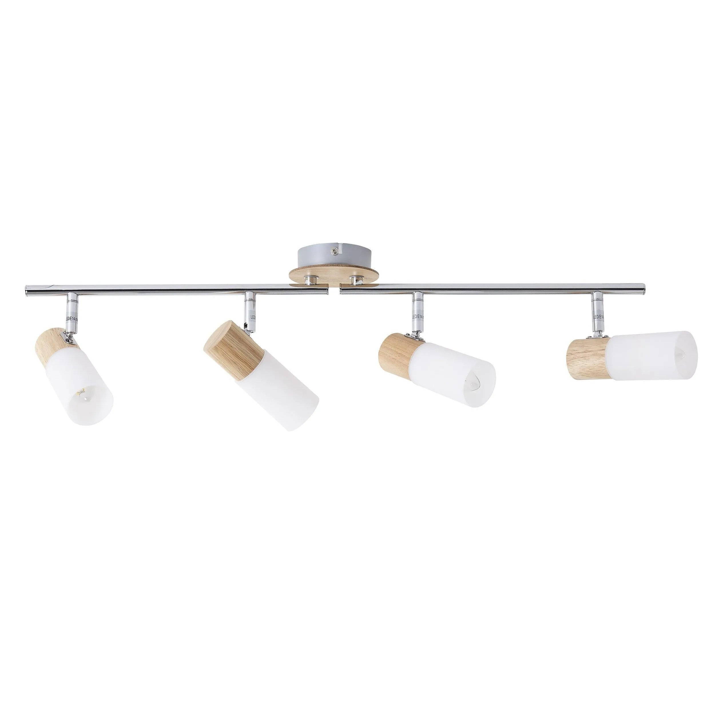 Brilliant 4 Light 14W Babsan Spotlight - Wood Light & White | 51432/50