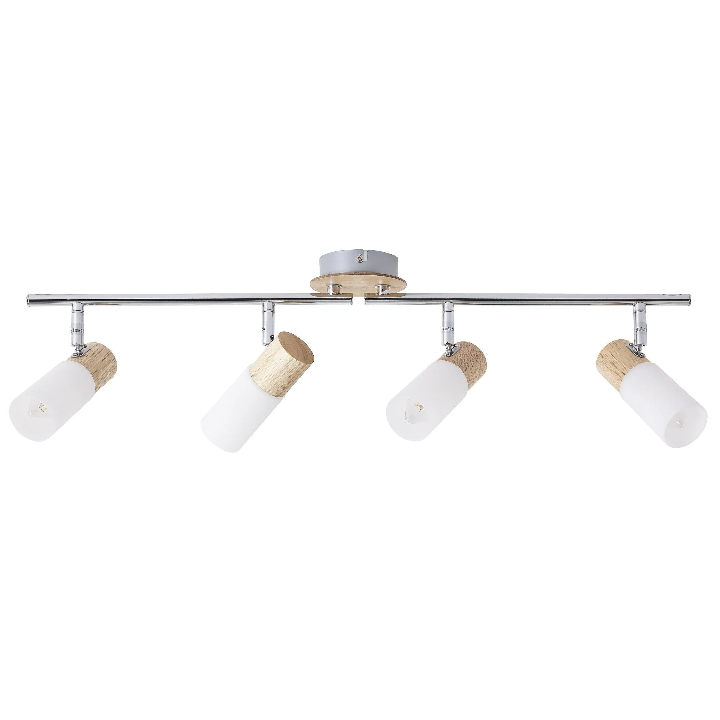 Brilliant 4 Light 14W Babsan Spotlight - Wood Light & White | 51432/50