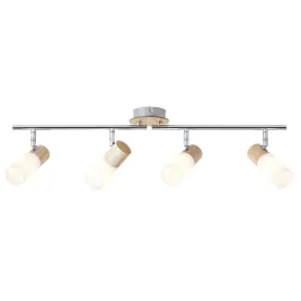 Brilliant 4 Light 14W Babsan Spotlight - Wood Light & White | 51432/50