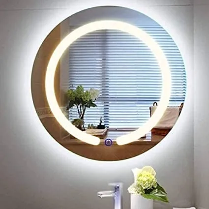 BUNGALOW MERCER Glass Decorative House Bathroom Office Mirror LED Light Mirror Glass for Dressing Room, Bedroom, Living Room, Washbasin, Hall 60Cm