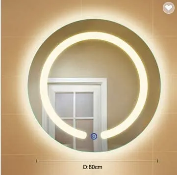 BUNGALOW MERCER Glass Decorative House Bathroom Office Mirror LED Light Mirror Glass for Dressing Room, Bedroom, Living Room, Washbasin, Hall 60Cm