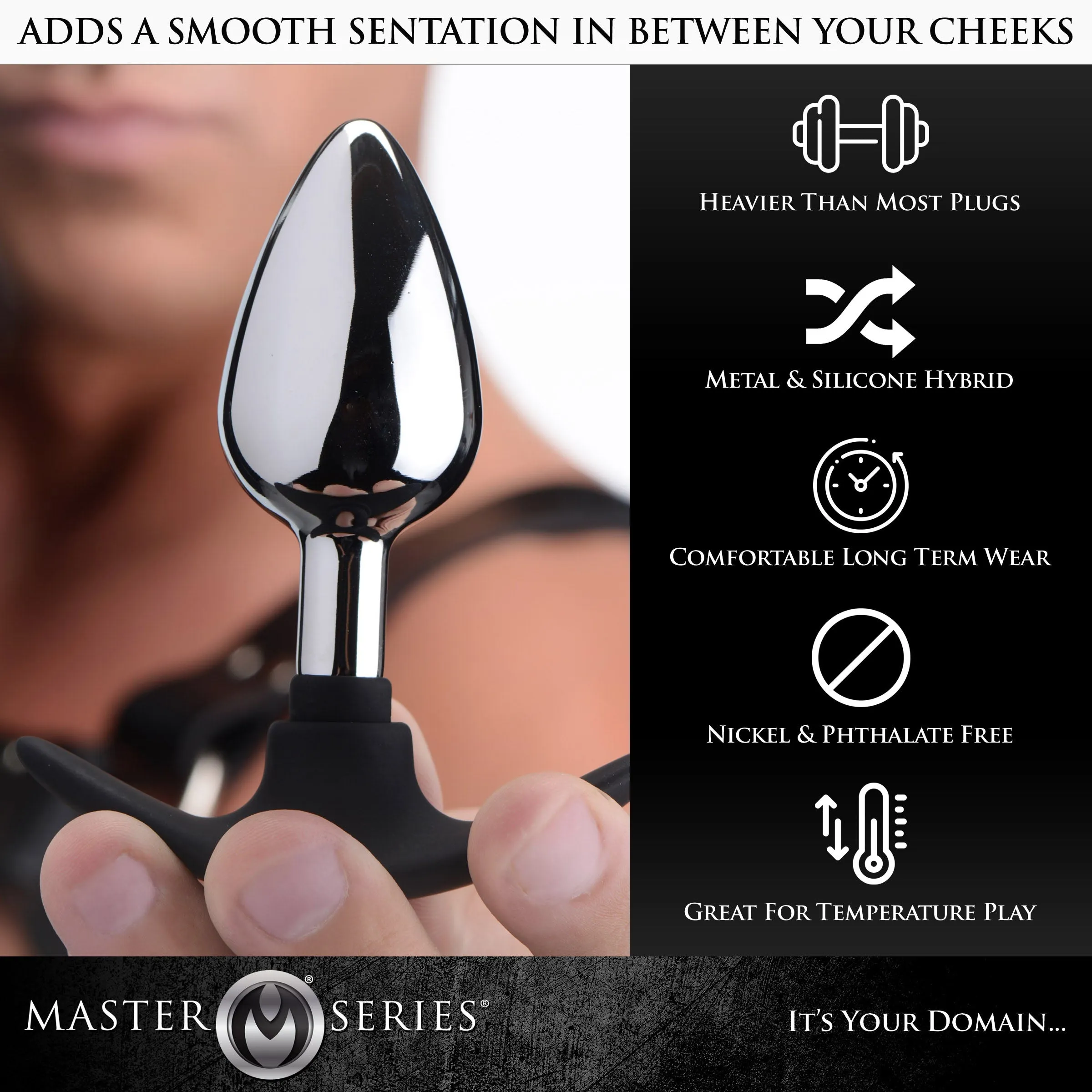 Metallic and Silicone Dark Invader Anal Plug