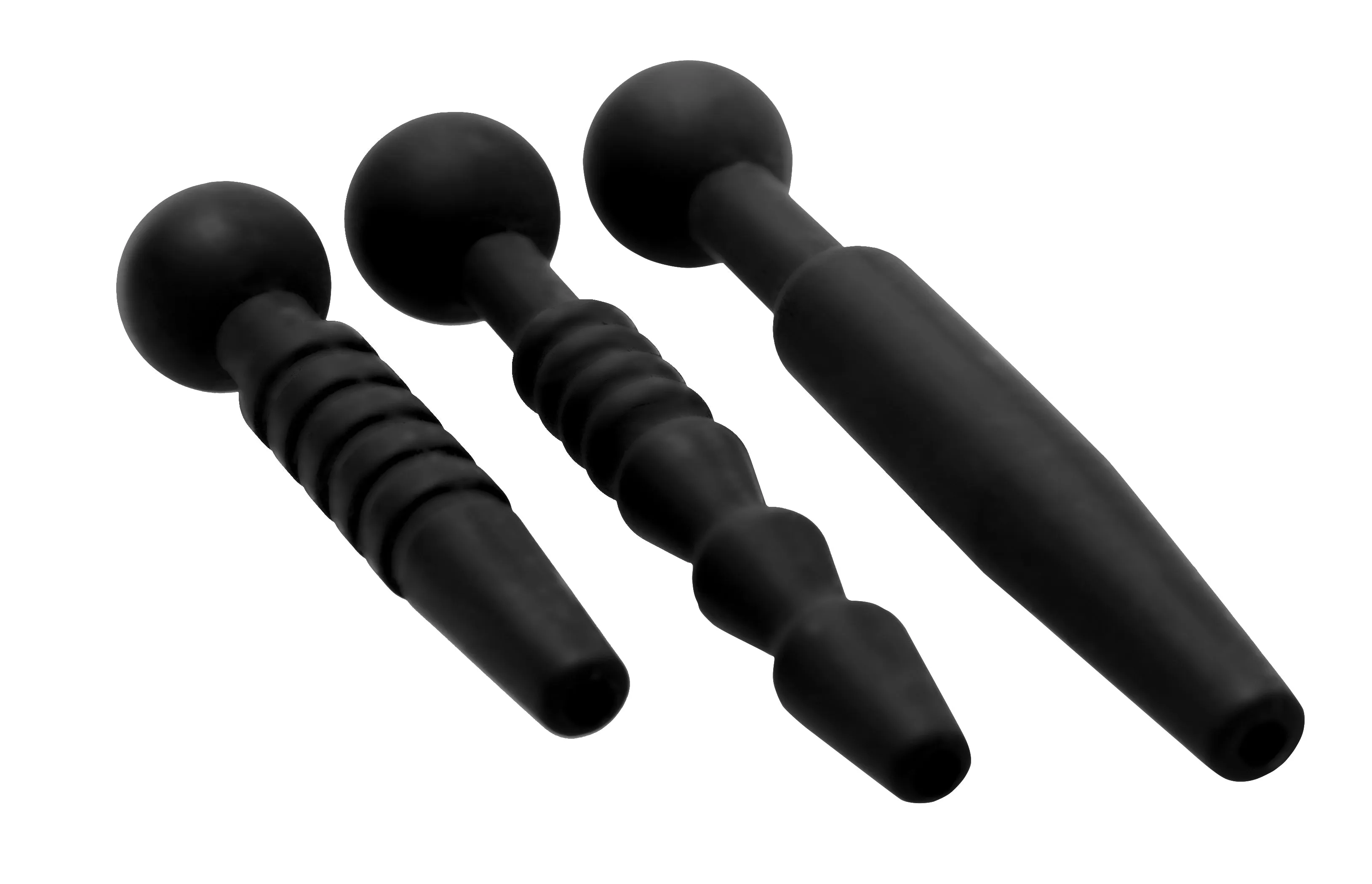 Premium 3-Piece Silicone Penis Plug Set with Dark Rods - Comfortable and Flexible Pleasure Toys