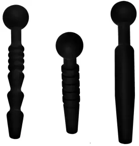 Premium 3-Piece Silicone Penis Plug Set with Dark Rods - Comfortable and Flexible Pleasure Toys