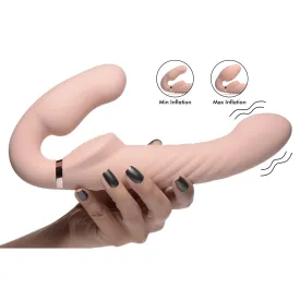 Silicone Inflatable Vibrating Strapless Strap-on with Ergonomic Design