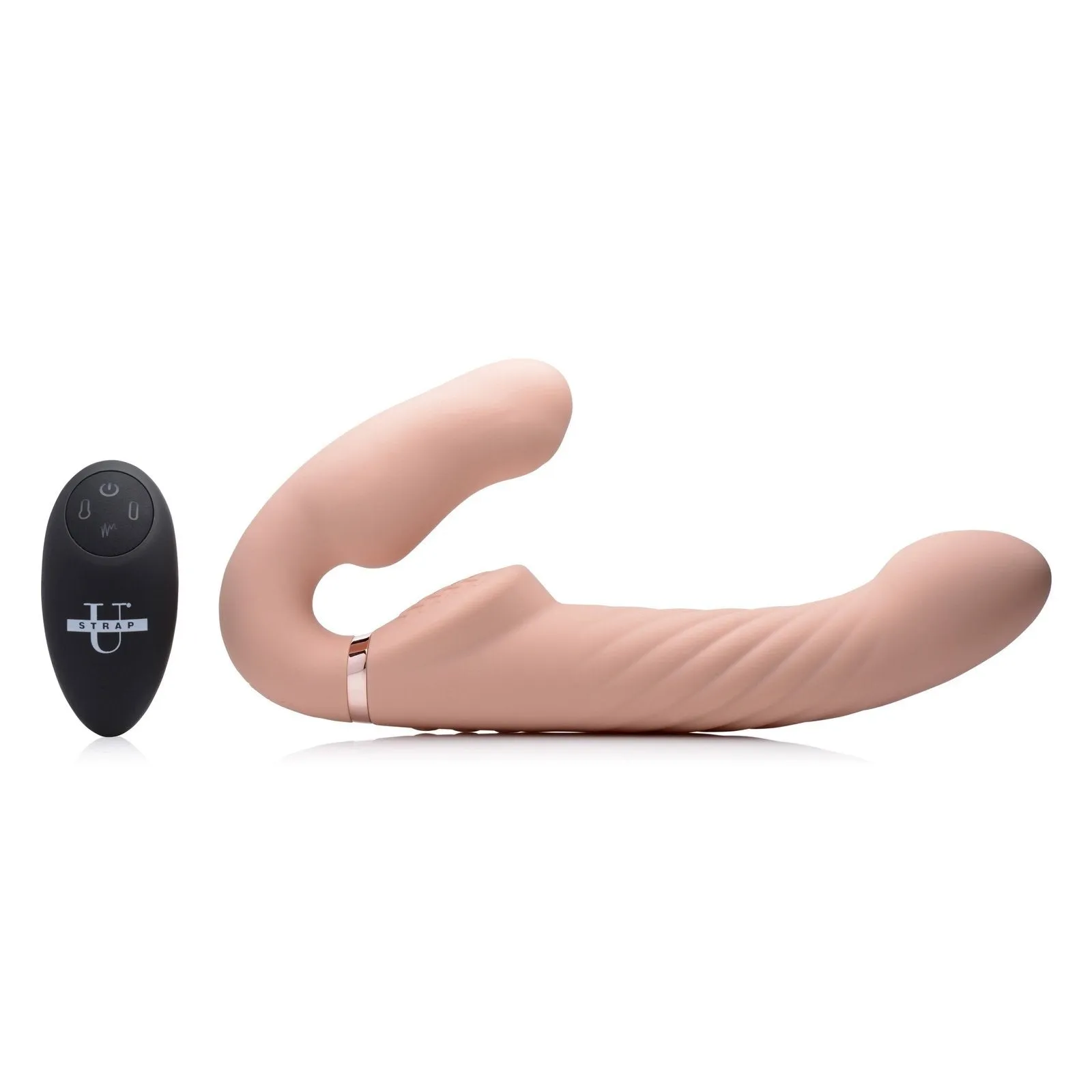 Silicone Inflatable Vibrating Strapless Strap-on with Ergonomic Design