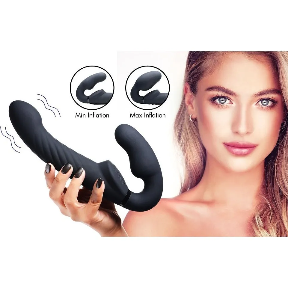 Silicone Inflatable Vibrating Strapless Strap-on with Ergonomic Design