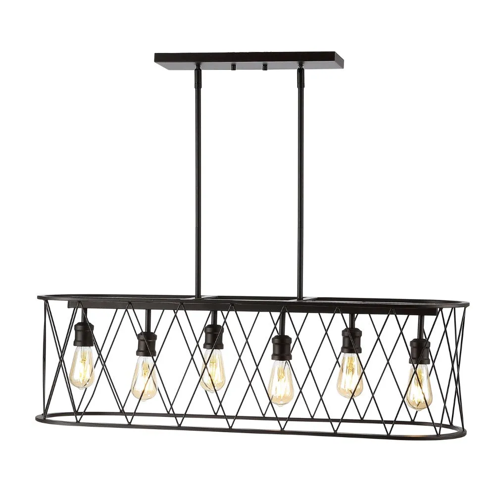 Gardner 37.75" 6-Light Adjustable Iron Farmhouse Rustic LED Dimmable Pendant