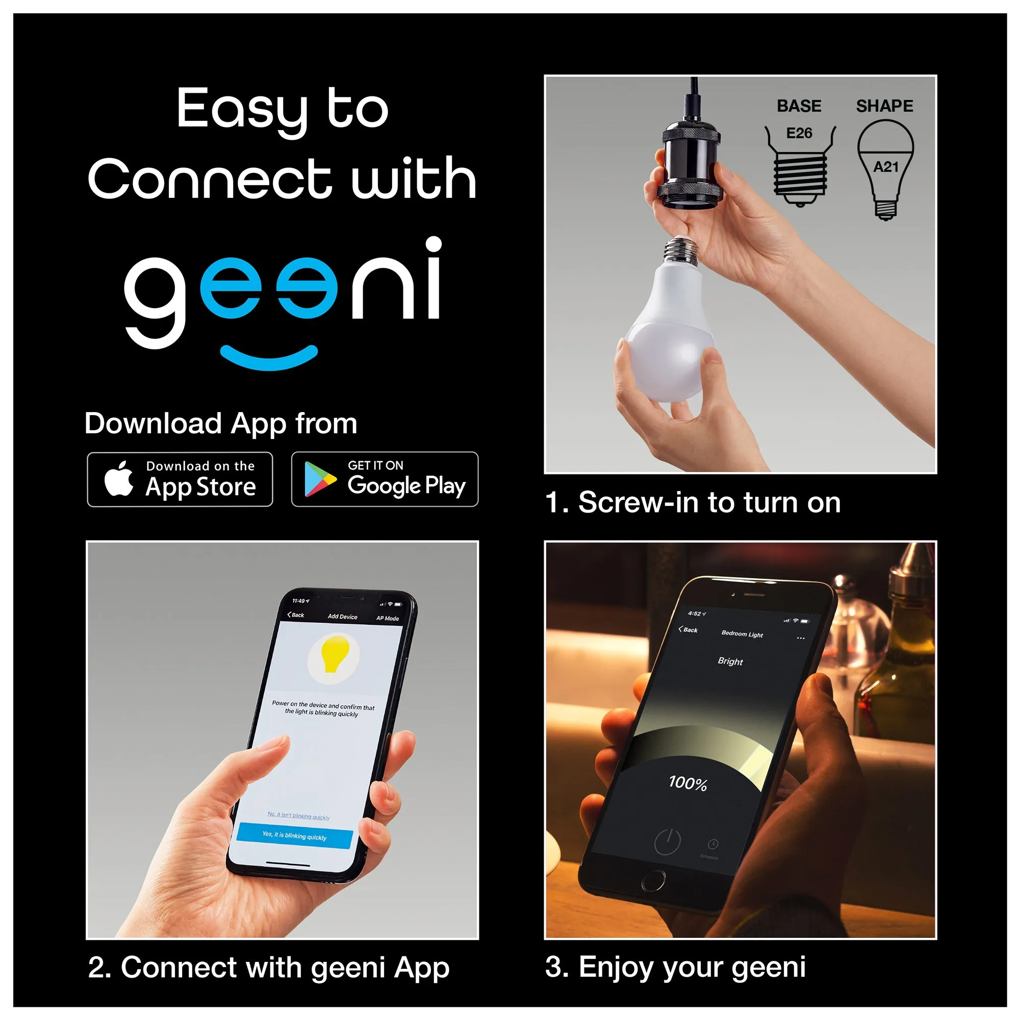 Geeni Lux A21 Smart Bulb - Tunable White