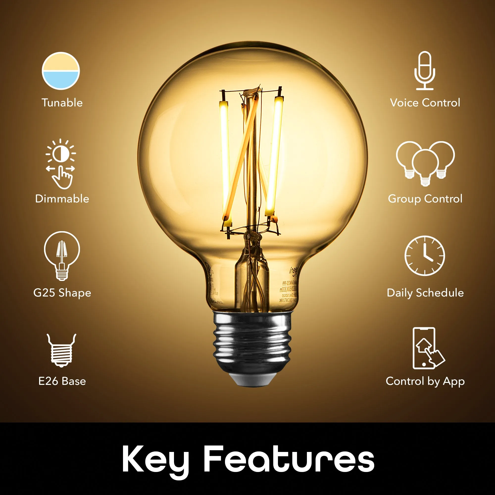 Geeni Lux Edison G25 Smart Bulb - 100W Equivalent, Tunable White (2-Pack)