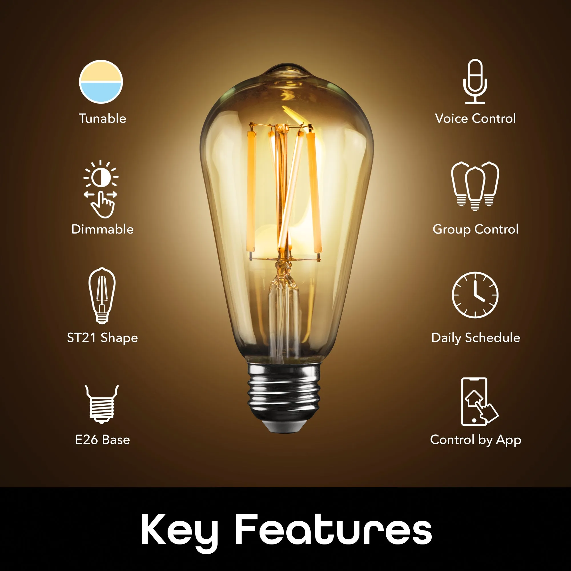 Geeni Lux Edison ST19 Smart Bulb - Tunable White (4-Pack)