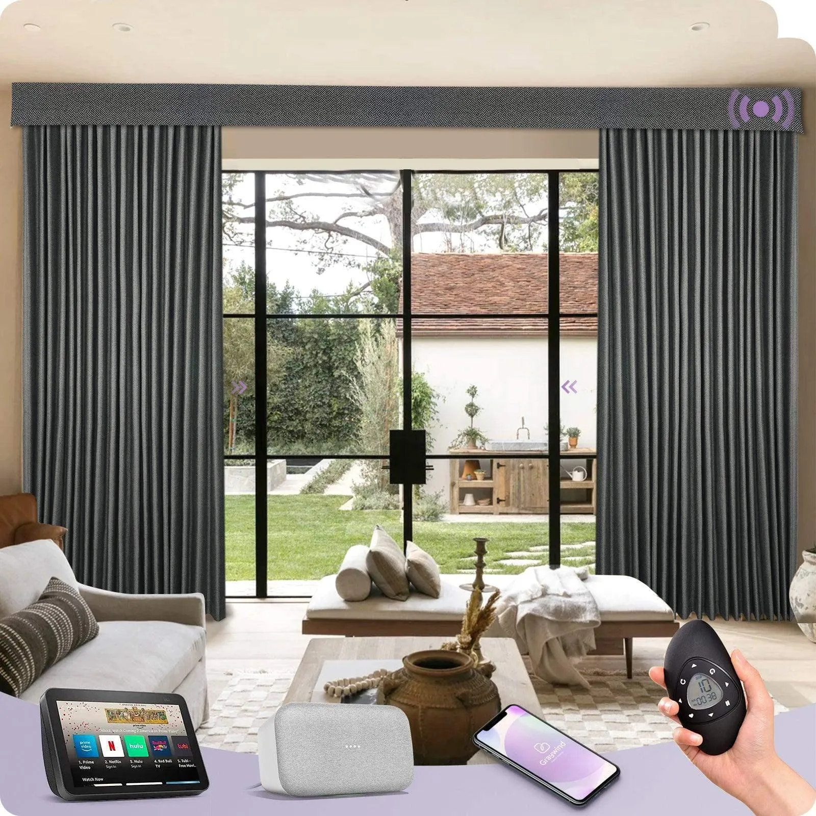 Graywind Hardwired Smart Curtain | Blackout Series | 40"-220"W