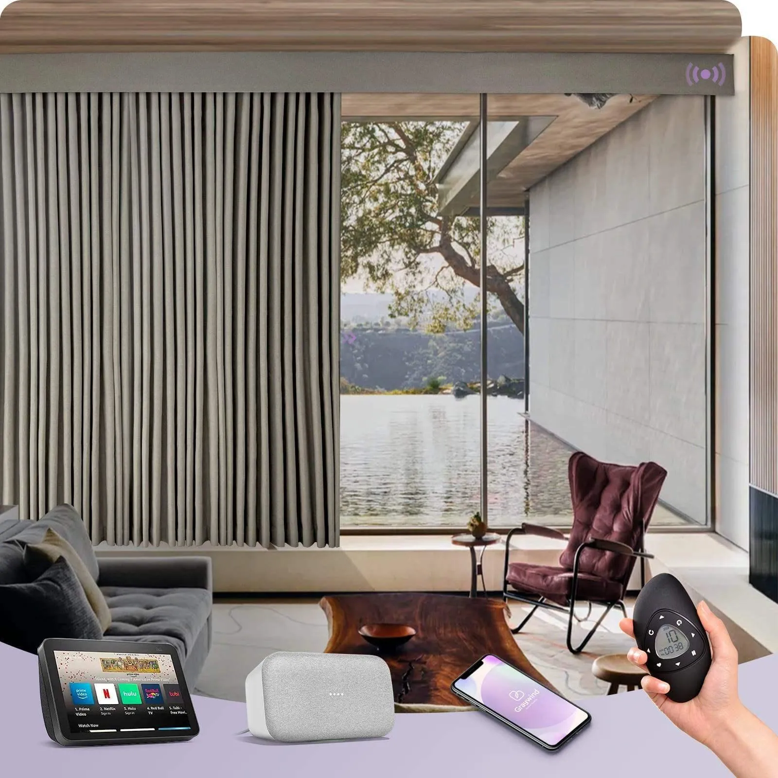 Graywind Hardwired Smart Curtain | Blackout Series | 40"-220"W