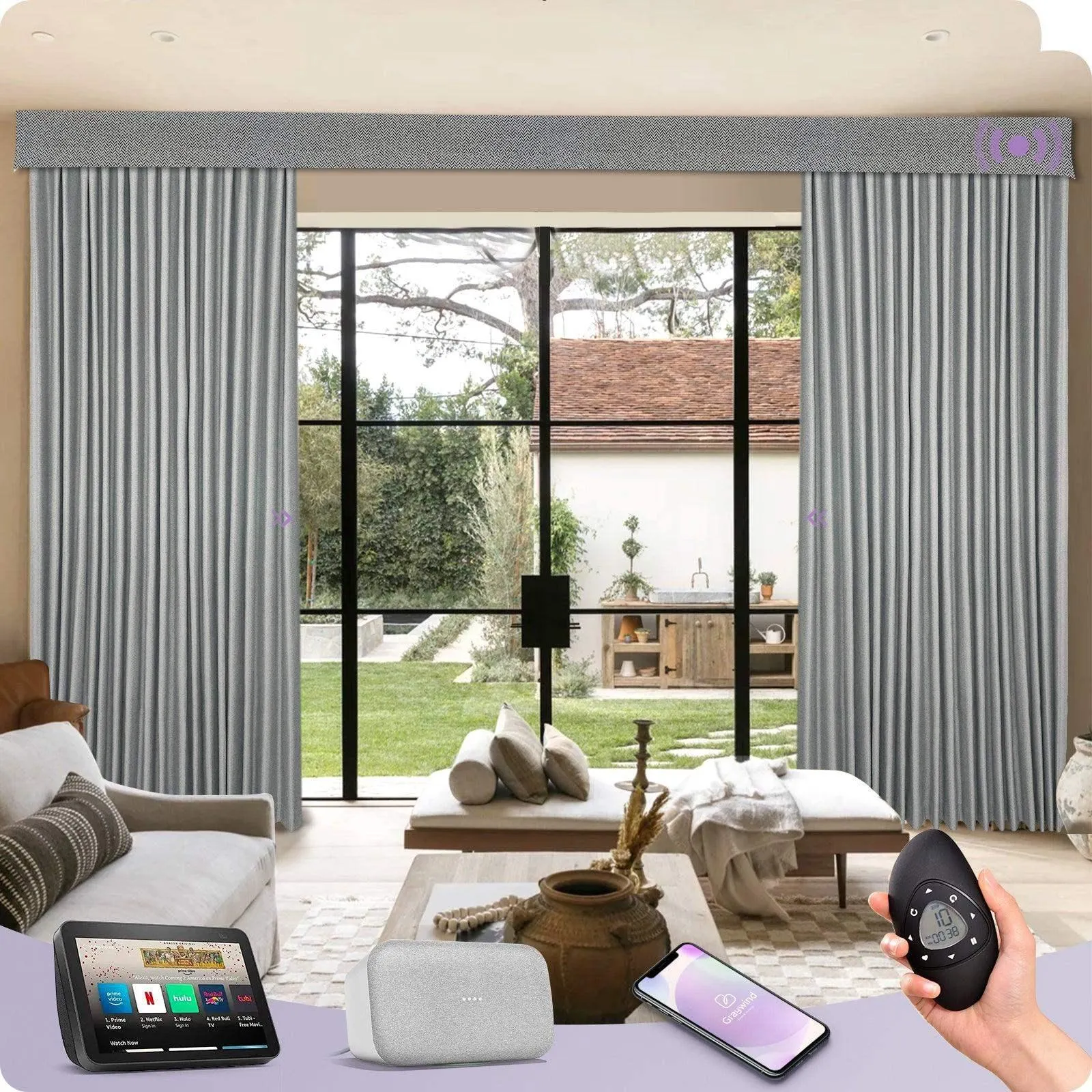 Graywind Hardwired Smart Curtain | Blackout Series | 40"-220"W
