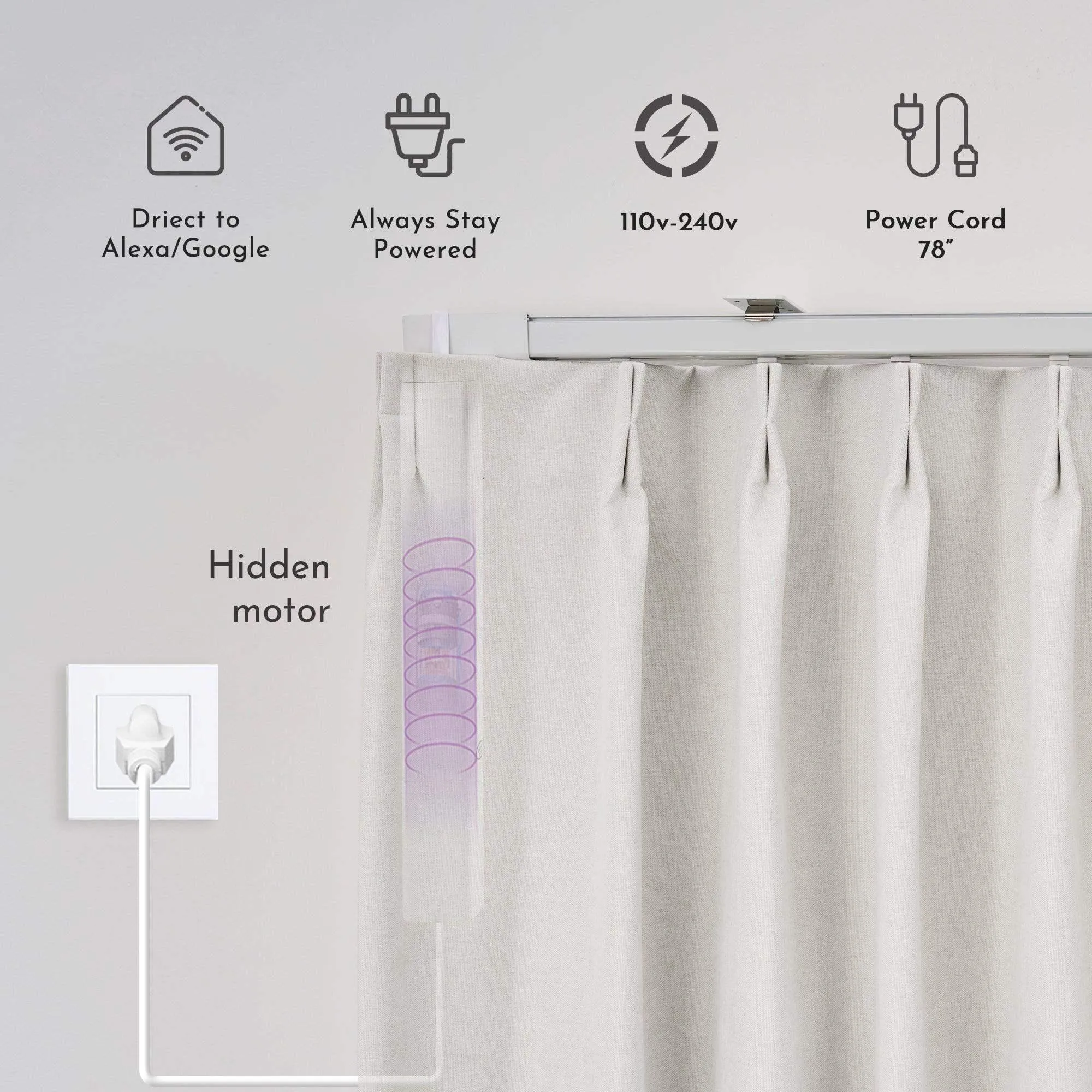 Graywind Hardwired Smart Curtain| Blackout Series | Standard