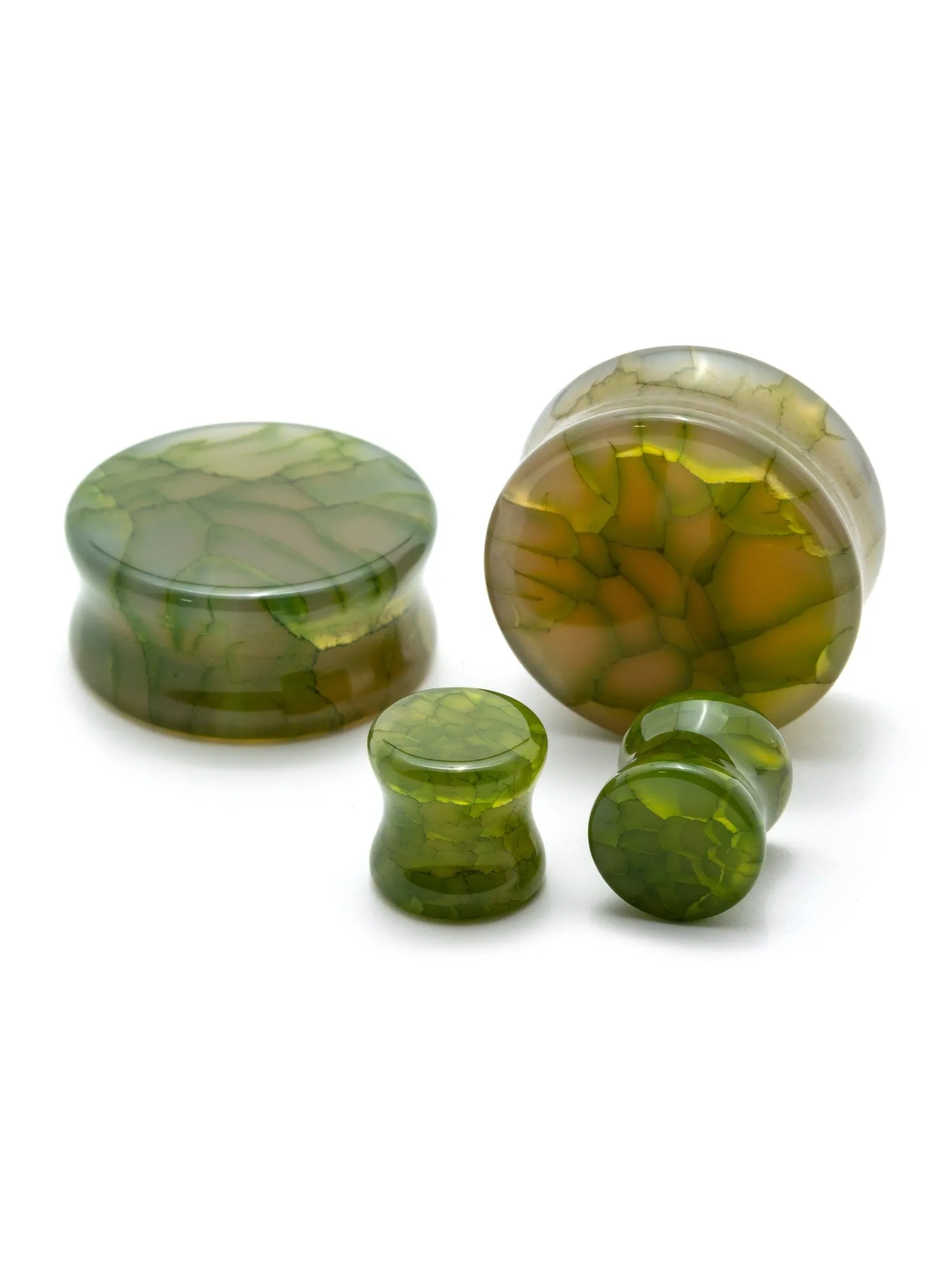 Green Monster Agate Stone Plugs