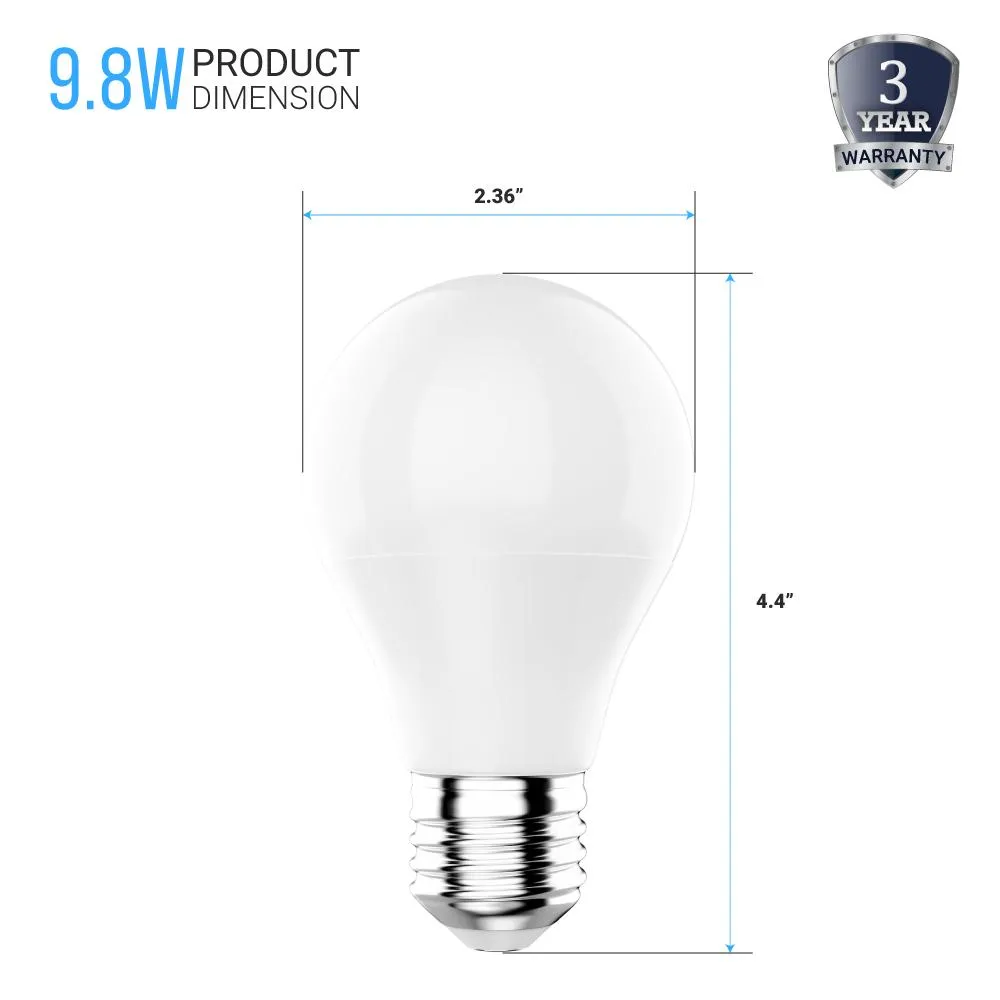 LED Light Bulbs 9.8W - 6500K Dimmable - 800 Lm - E26 Base - Cool White A19 Bulb