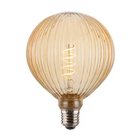 LED Spiral Edison Soft Filament Dimmable Bulb -  4W E27 Globe G125 - Fluted - Amber