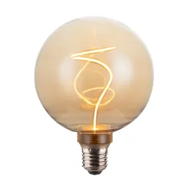 LED Twisted Filament Dimmable Bulb - 5W E27 Globe G125 - Amber