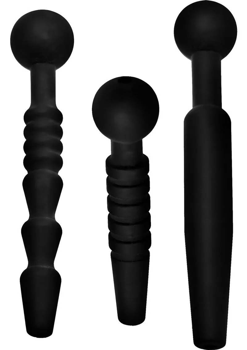 Premium Master Series 3-Piece Silicone Penis Plug Set with Dark Rods