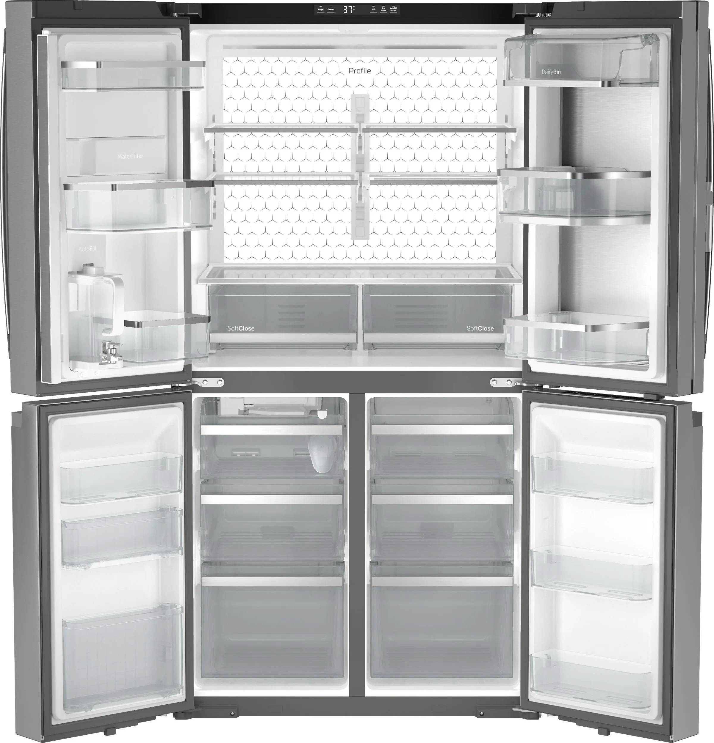 PAD28BYTFS GE Profile™ ENERGY STAR® 28.4 Cu. Ft. Quad-Door Refrigerator with Dual-Dispense AutoFill Pitcher and Door in Door