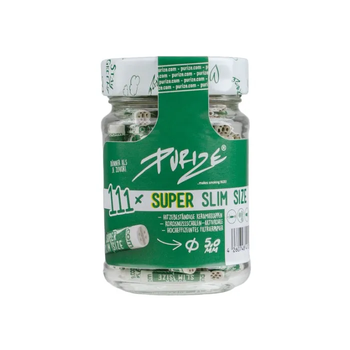Purize - Super Slim 5mm - Activated Charcoal Filters - Jar of 111