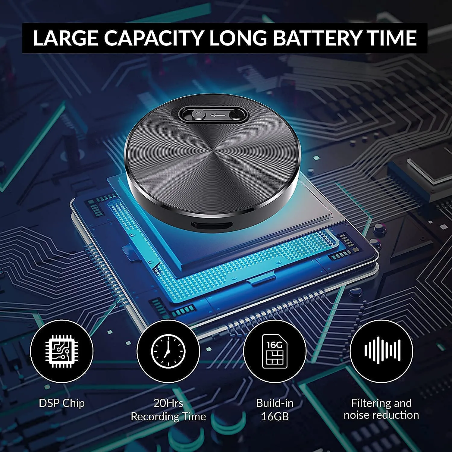 "Quarter" Sized 16GB Audio Recorder with (30 Day Standby)