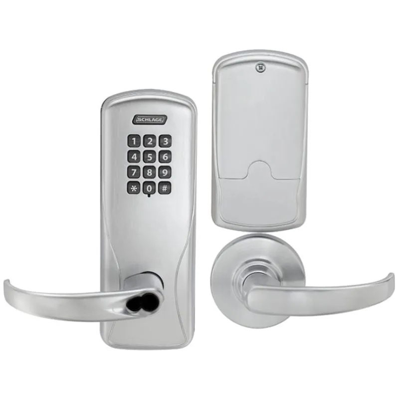 Schlage Electronics CO100CY70 KP SPA 626 BD CO-100 Standalone Classroom Electronic Cylindrical Lock, Keypad Reader, Sparta Lever, SFIC, Satin Chrome