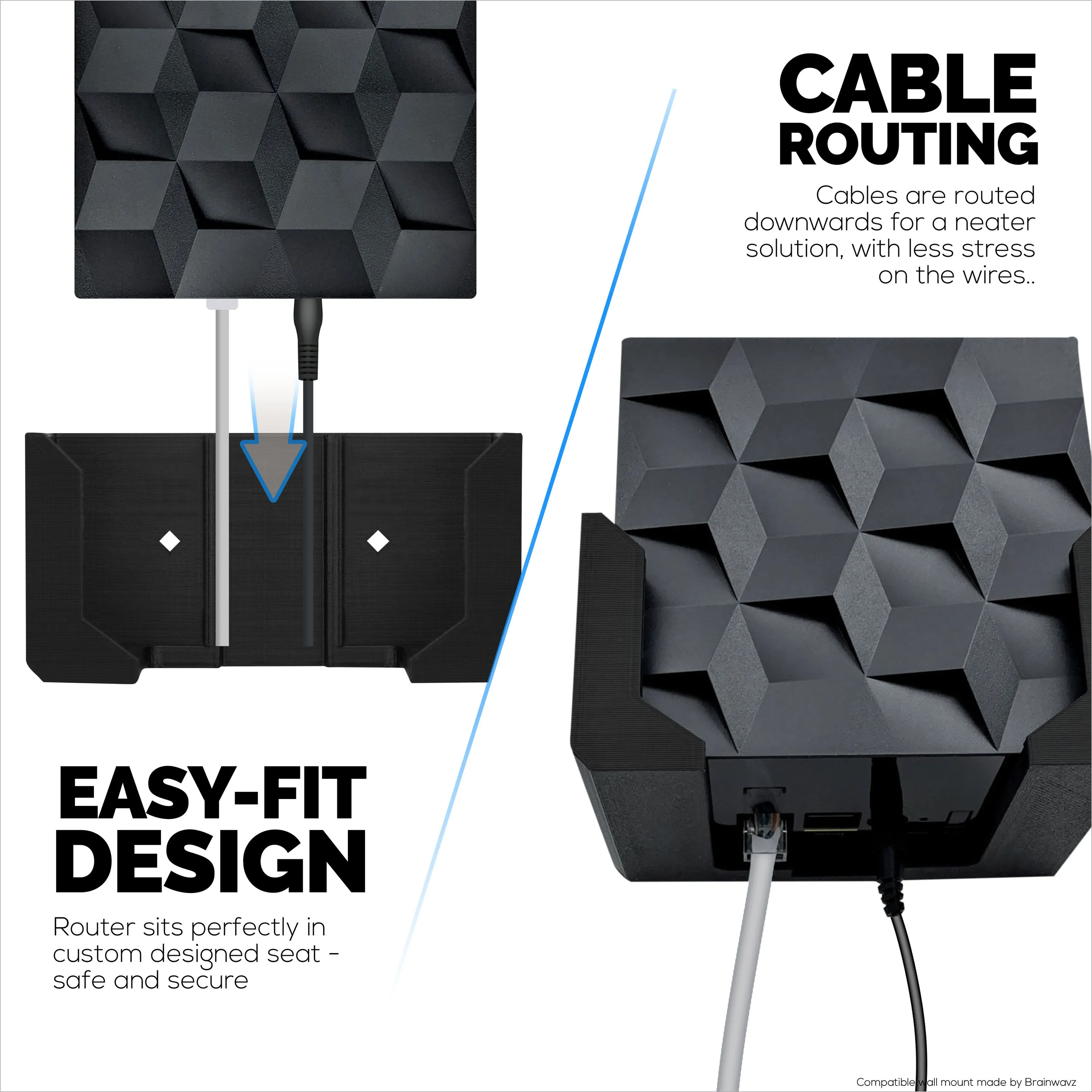 Screwless Wall Mount For Netgear Nighthawk MK62 Router, Strong VHB Adhesive, Easy to Install Holder, Reduce Interference & Increase Range, Stick On & Screw-in Mounting