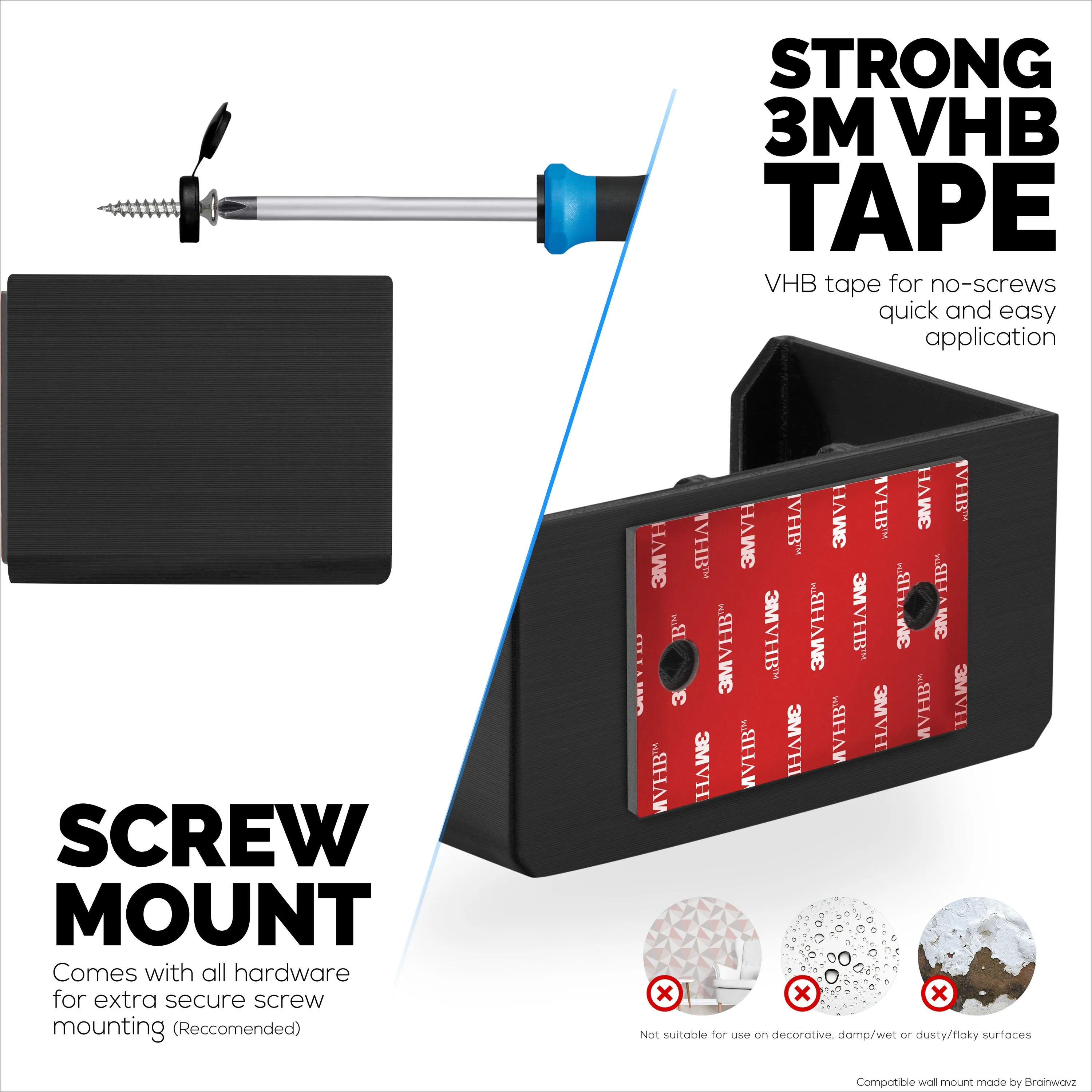 Screwless Wall Mount For Netgear Nighthawk MK62 Router, Strong VHB Adhesive, Easy to Install Holder, Reduce Interference & Increase Range, Stick On & Screw-in Mounting
